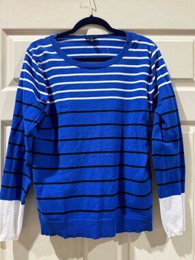 Express Blue,Black  and White Striped Top